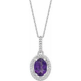 Sterling Silver Natural Amethyst & .01 CTW Natural Diamond 18" Necklace