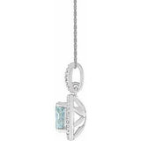 Sterling Silver Natural Aquamarine & .01 CTW Natural Diamond 18" Necklace