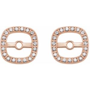 14K Rose .08 CTW Natural Diamond Halo-Style Earring Jackets