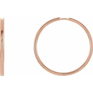 14K Rose Hinged 38 mm Hoop Earrings