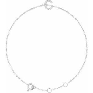 14K White .04 CTW Natural Diamond Initial C 6-7" Bracelet