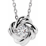 14K White 1/6 CTW Natural Diamond Knot 16-18" Necklace