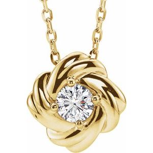 14K Yellow 1/6 CTW Natural Diamond Knot 16-18" Necklace