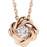 14K Rose 1/6 CTW Natural Diamond Knot 16-18" Necklace