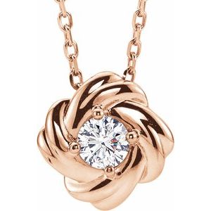 14K Rose 1/6 CTW Natural Diamond Knot 16-18" Necklace