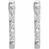 14K White 1/5 CTW Natural Diamond Hinged 15.25 mm Hoop Earrings