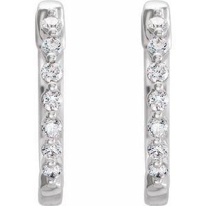 14K White 1/3 CTW Natural Diamond Hinged 15.25 mm Hoop Earrings