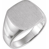 10K White Square Signet Ring