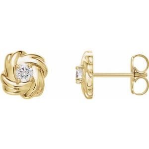 14K Yellow 1/5 CTW Natural Diamond Knot Earrings