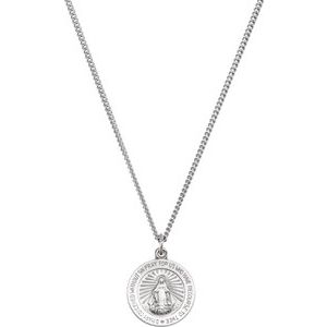 Sterling Silver 12 mm Miraculous Medal 18" Necklace