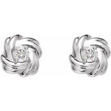 14K White 1/5 CTW Natural Diamond Knot Earrings