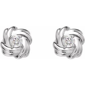 Platinum 1/5 CTW Natural Diamond Knot Earrings