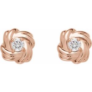 14K Rose 1/5 CTW Natural Diamond Knot Earrings