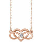 14K Rose 1/10 CTW Natural Diamond Infinity-Inspired Heart 16-18" Necklace