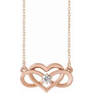 14K Rose 1/10 CTW Natural Diamond Infinity-Inspired Heart 16-18" Necklace