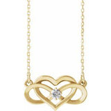 14K Yellow 1/10 CTW Natural Diamond Infinity-Inspired Heart 16-18" Necklace