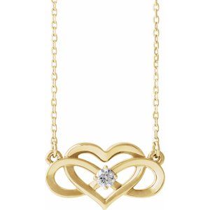 14K Yellow 1/10 CTW Natural Diamond Infinity-Inspired Heart 16-18" Necklace