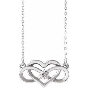 14K White 1/10 CTW Natural Diamond Infinity-Inspired Heart 16-18" Necklace