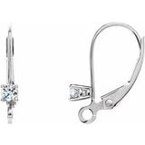 14K White .06 CTW Natural Diamond Lever Back Earring Top