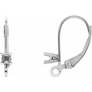 14K White 1/10 CTW Natural Diamond Lever Back Earring Top