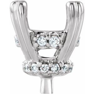 14K White 7.75 mm Round .08 CTW Natural Diamond Semi-Set Peg Setting