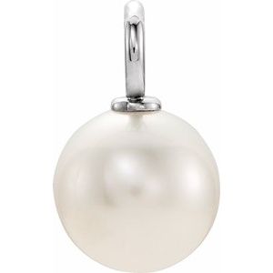 14K White Cultured White Freshwater Pearl Pendant