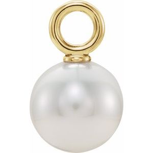 14K Yellow Cultured White Freshwater Pearl Pendant