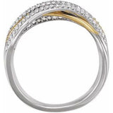 14K White/Yellow 1/2 CTW Natural Diamond Criss-Cross Ring