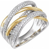 14K White/Yellow 1/2 CTW Natural Diamond Criss-Cross Ring