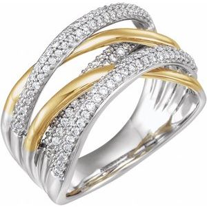 14K White/Yellow 1/2 CTW Natural Diamond Criss-Cross Ring