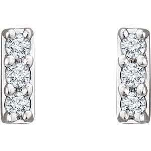 14K White .05 CTW Natural Diamond Bar Earrings