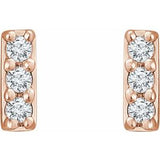 14K Rose .05 CTW Natural Diamond Bar Earrings