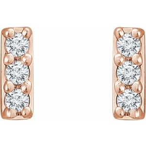 14K Rose .05 CTW Natural Diamond Bar Earrings