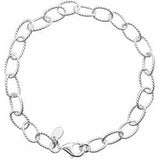 Sterling Silver 6 mm Knurled Cable 7" Chain