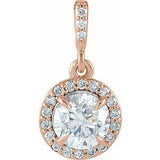 14K Rose 9/10 CTW Natural Diamond Halo-Style Pendant