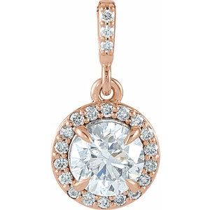 14K Rose 9/10 CTW Natural Diamond Halo-Style Pendant