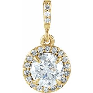 14K Yellow 9/10 CTW Natural Diamond Halo-Style Pendant