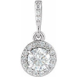 14K White 3/8 CTW Natural Diamond Halo-Style Pendant