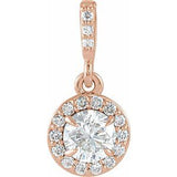 14K Rose 3/8 CTW Natural Diamond Halo-Style Pendant