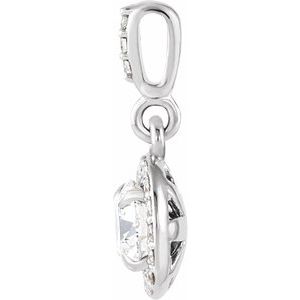 14K White 9/10 CTW Natural Diamond Halo-Style Pendant