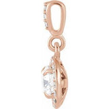 14K Rose 9/10 CTW Natural Diamond Halo-Style Pendant
