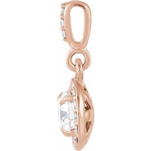 14K Rose 9/10 CTW Natural Diamond Halo-Style Pendant