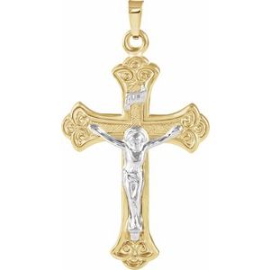 14K Yellow/White 32x23 mm Crucifix Pendant