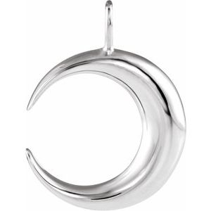 14K White Crescent Moon Charm/Pendant