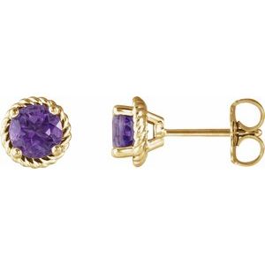 14K Yellow Amethyst Rope Earrings