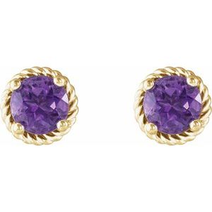 14K Yellow Amethyst Rope Earrings