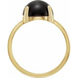 14K Yellow 10 mm Round Natural Black Onyx Cabochon Ring