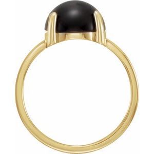 14K Yellow 10 mm Round Natural Black Onyx Cabochon Ring