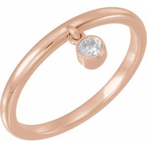 14K Rose 1/10 CT Natural Diamond Fringe Ring