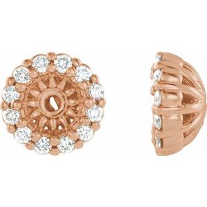 14K Rose 1/8 CTW Natural Diamond Earring Jackets with 3.6 mm ID